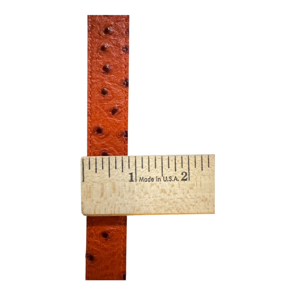 Vtg Doncaster‎ Gold Statement Belt M Ostrich Leather Made in Italy - Picture 10 of 12
